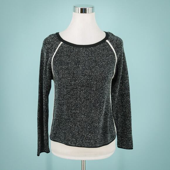 Alice Olivia Size XS Black White Marl Terry Knit Crew Neck Long Sleeve Sweater - Picture 1 of 4